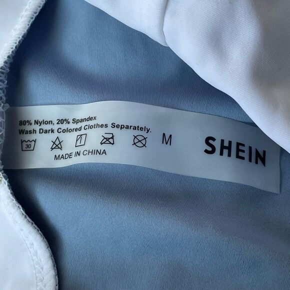 SHEIN Blue & White Color Block One Piece Bathing Suit (Medium) - Picture 6 of 10